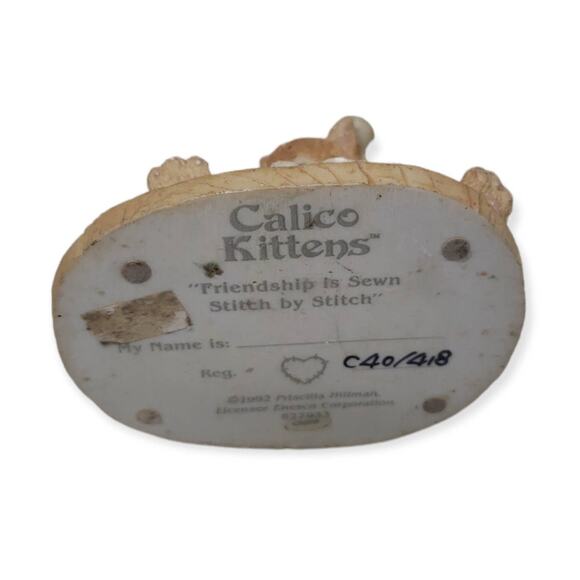 Calico Kittens "Friendship is Sewn Stitch by Stitch" Collectible Cat - Picture 7 of 8